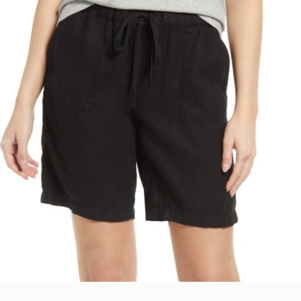 Caslon NWT 9-Inch Black Linen Shorts w Pockets